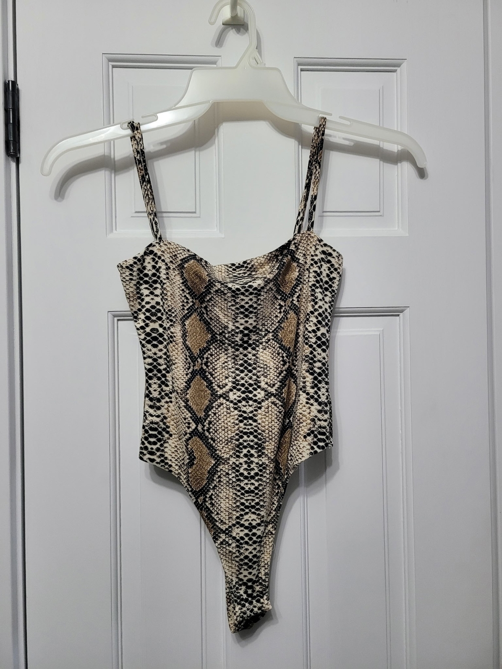 Snake Print Bodysuit - Beige/Black